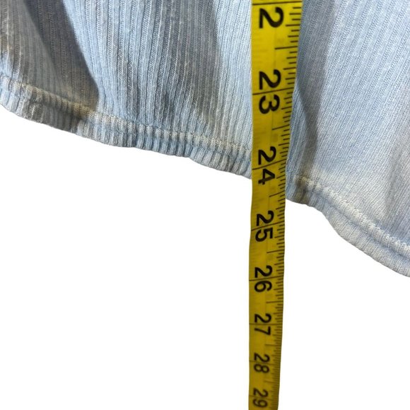 Free People Beach Blue Button Up Long Sleeve Ribbed Linen Blend Oversized Top La - Picture 5 of 7